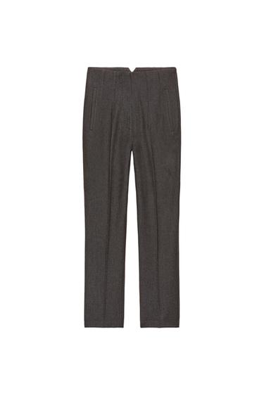 PANTALON TAILLE HAUTE - marron chiné de Zara