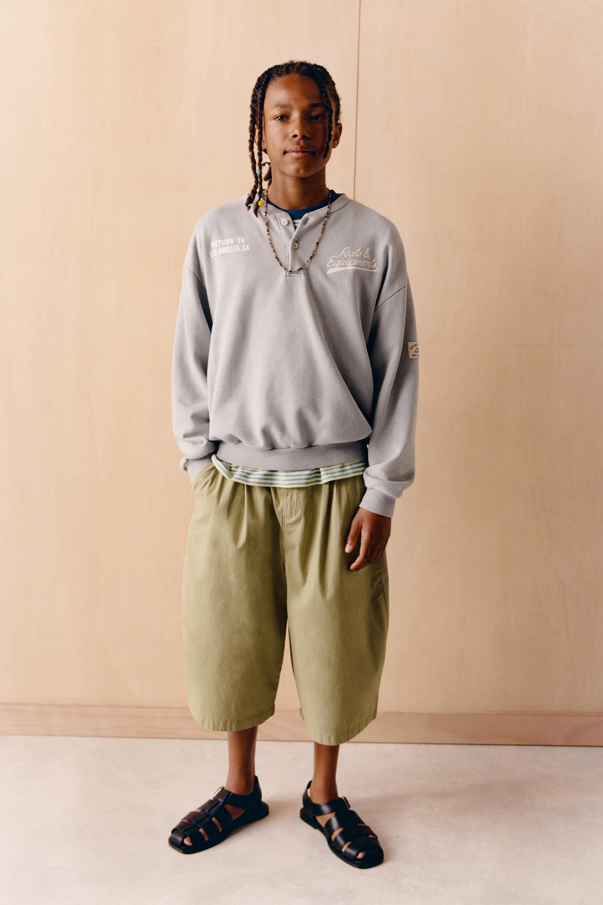 POLO COLLAR SWEATSHIRT — Blue gray