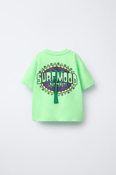 PALM TREE PRINT T-SHIRT - Fluorescent lime by Zara - Image 1