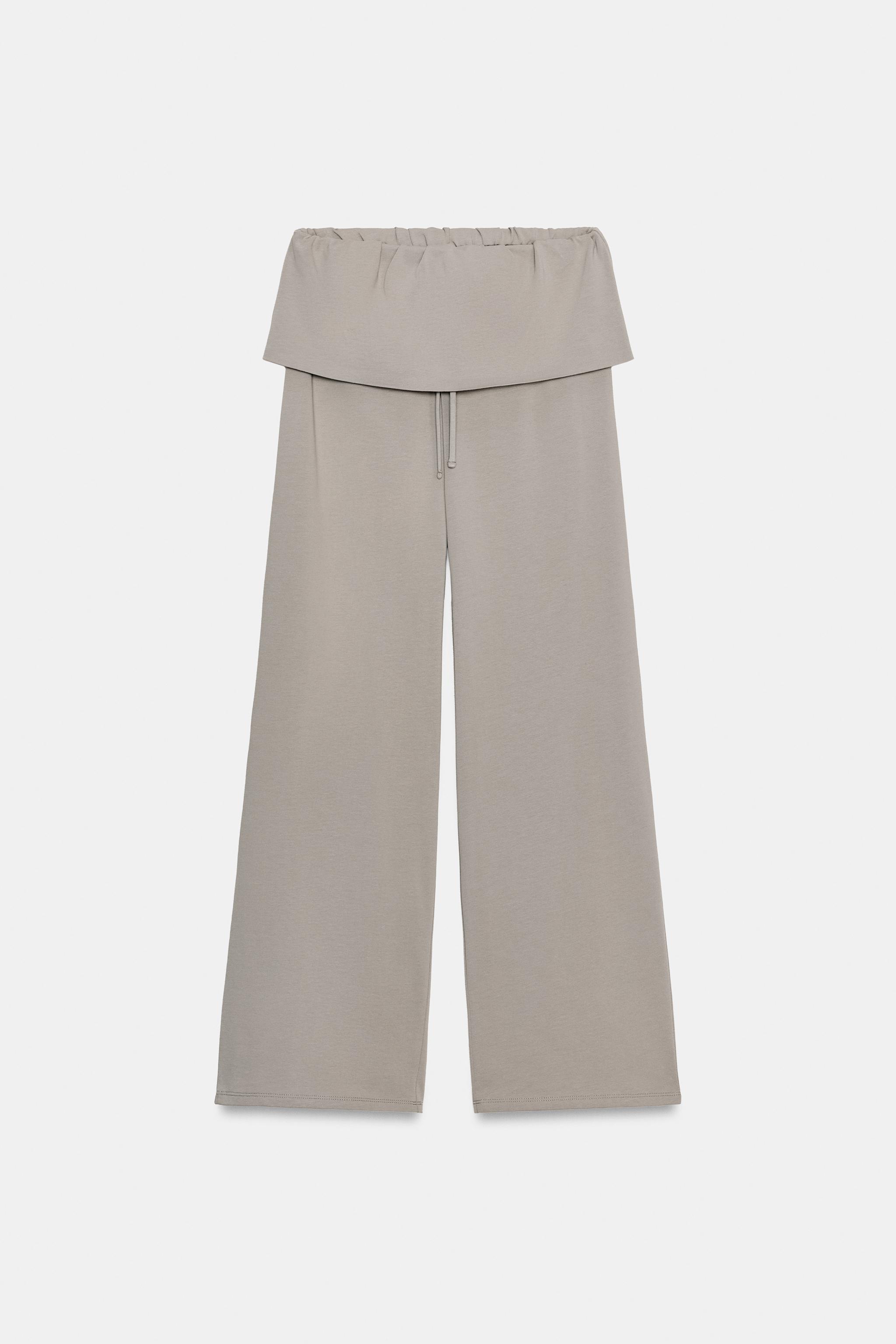 PANTALON EN COTON ÉPAIS AVEC CEINTURE LARGE