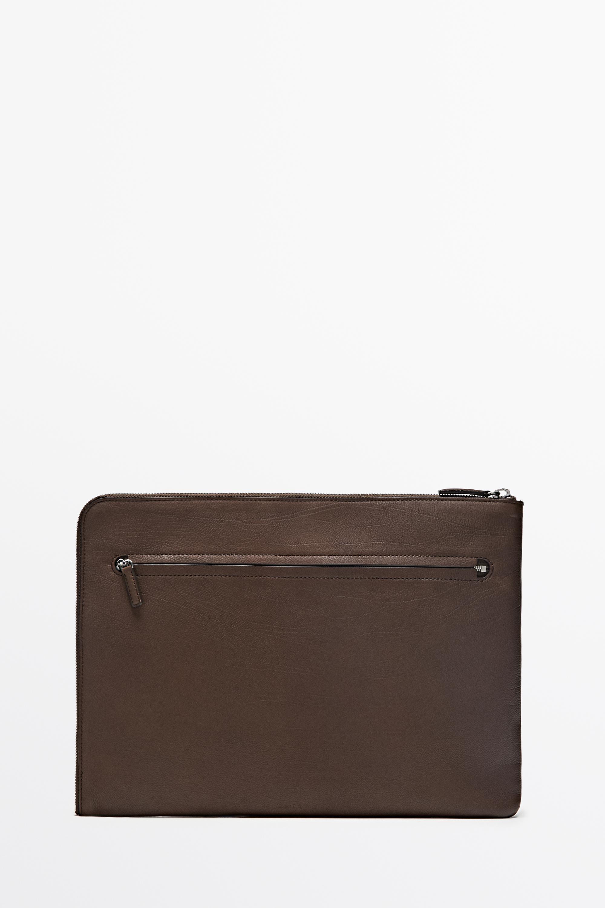 Housse ordinateur portable L en cuir nappa