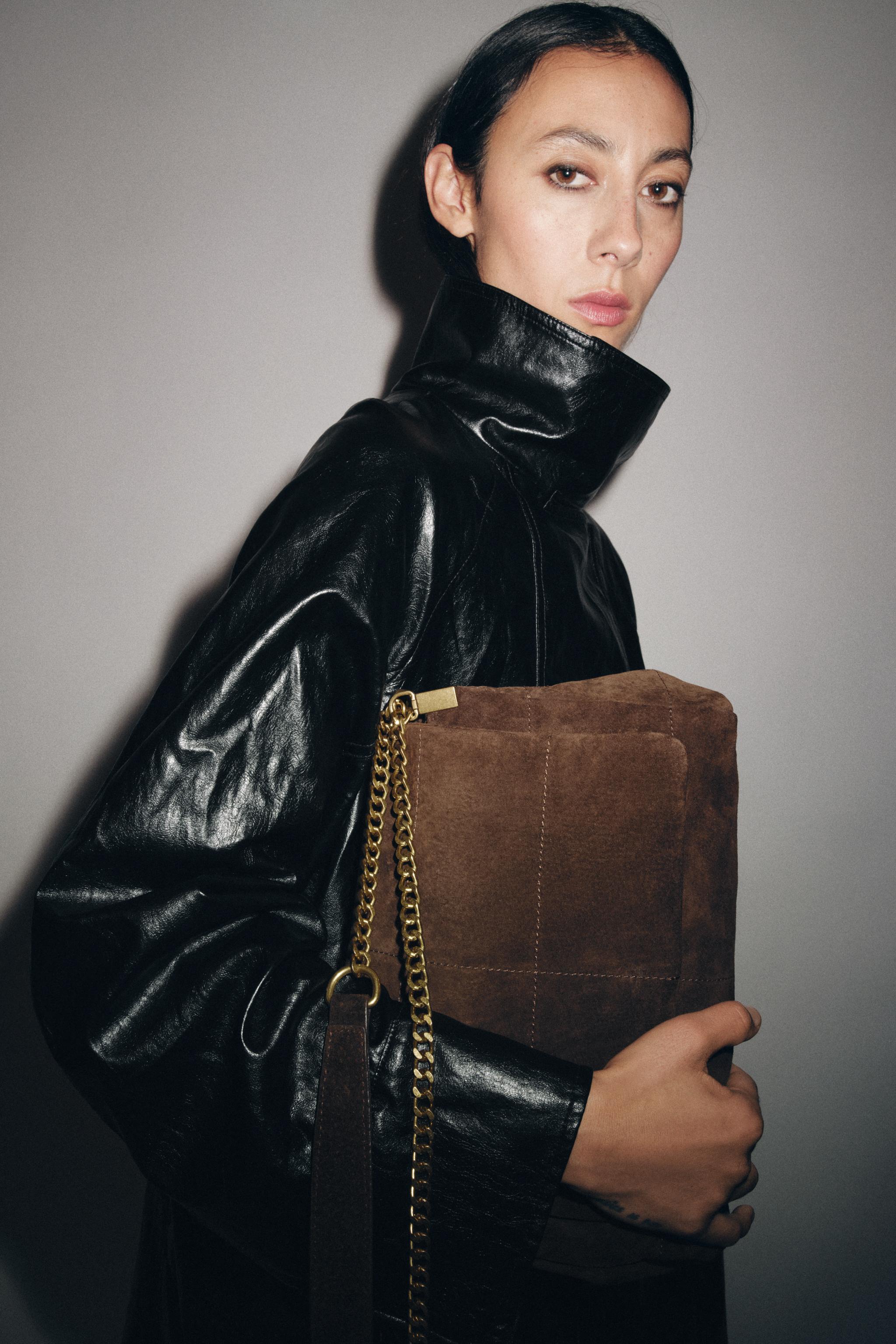 Zara 2024 スピリットスエードバッグ　チョコレートブラウン美品 スプリットスエード調ショッパーバッグ - ブラウン | ZARA Japan