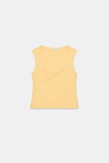 TOP ESCOTE PICO - Amarillo de Zara - Imagen 0