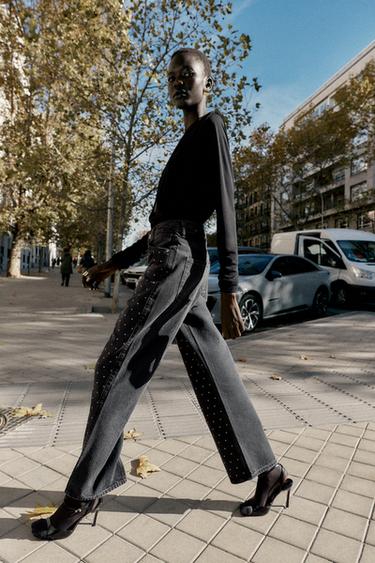 JEAN Z1975 AMPLE DROIT TAILLE HAUTE BRILLANTS - Noir de Zara - Image 5