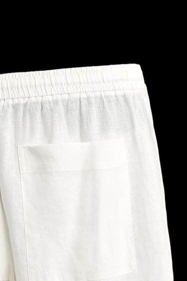 PANTALÓN RELAXED FIT 100% LINO - Blanco de Zara