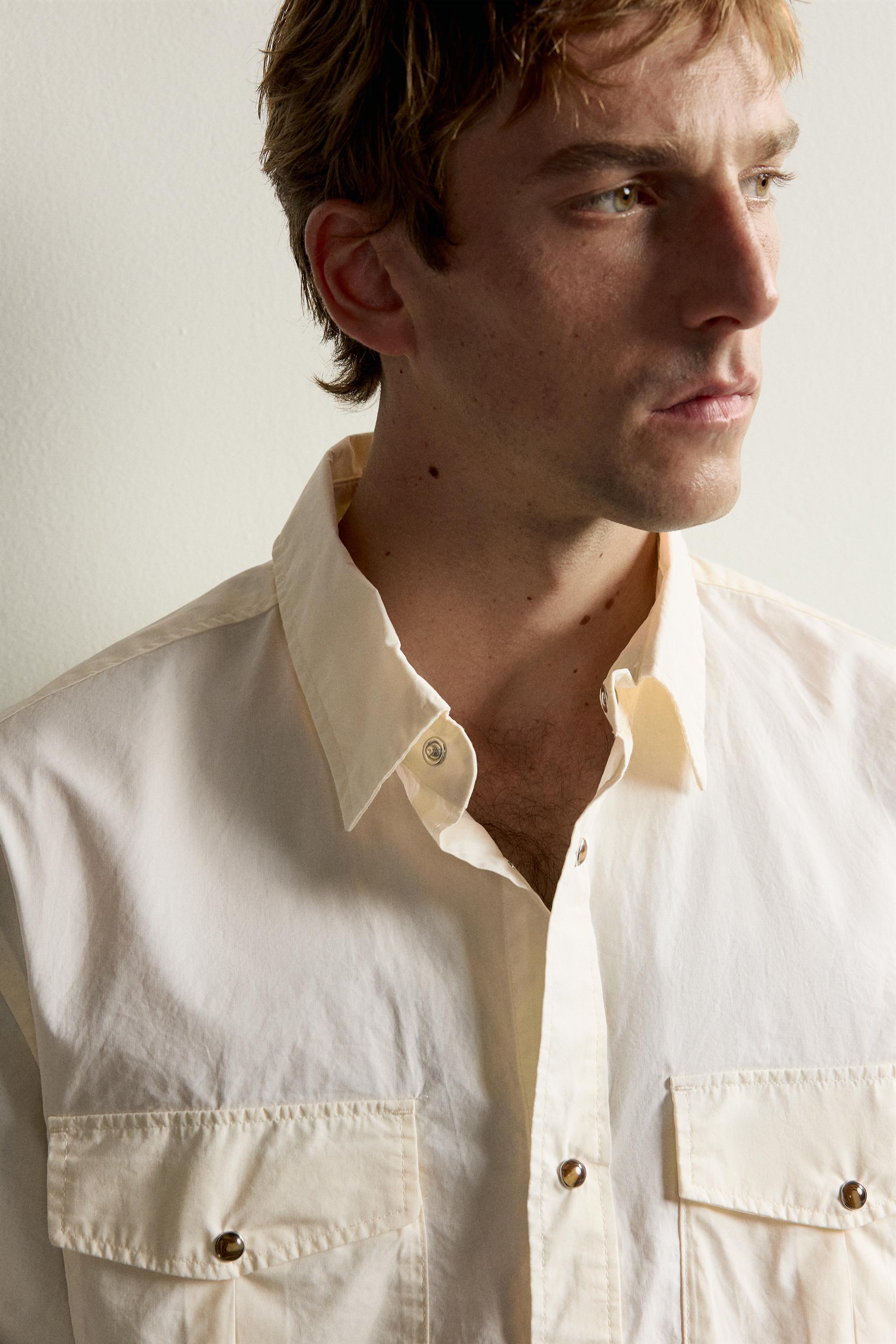 Мужские рубашки Zara RELAXED FIT POCKET SHIRT — фото 6