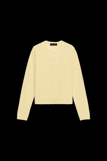 JACKE AUS 100 % WOLLE MIT LANGEN ÄRMELN - Hellgelb von Zara