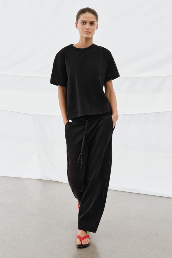 HEAVY COTTON SHORT SLEEVE T-SHIRT - Black by Zara - Image 0