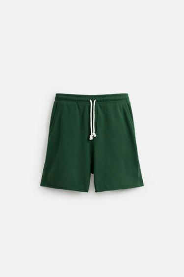 PATCH JOGGER BERMUDA SHORTS - Green by Zara