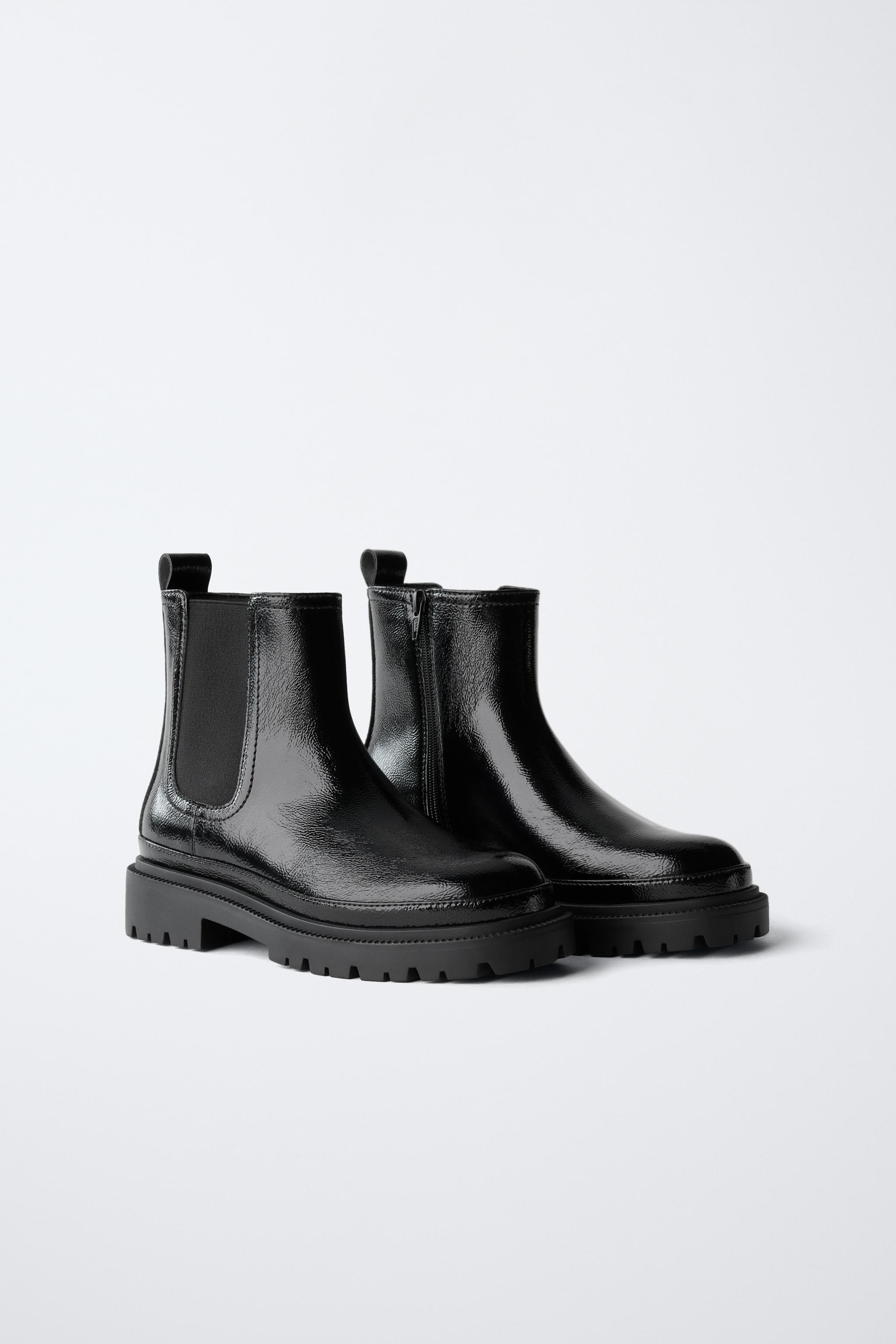 PATENT ANKLE BOOTS - Black | ZARA United States