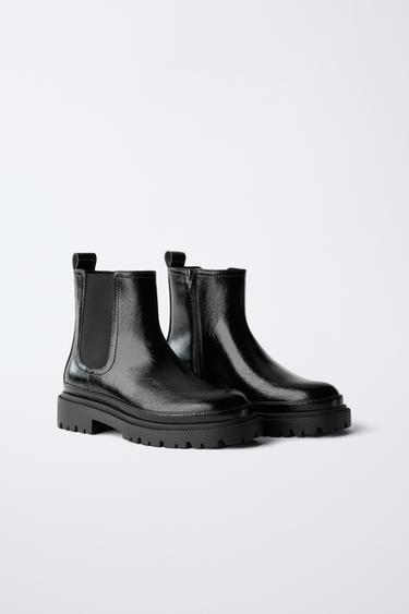 PATENT ANKLE BOOTS - Black by Zara - Image 1