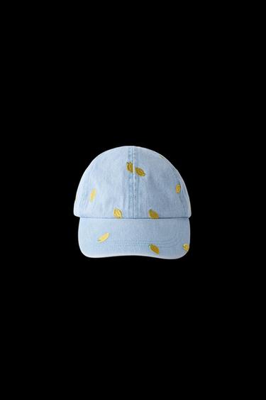 EMBROIDERED LEMON DENIM CAP - Blue by Zara - Image 0