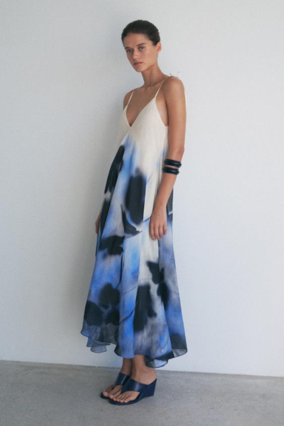 100% RAMIE PRINTED DRESS ZW COLLECTION