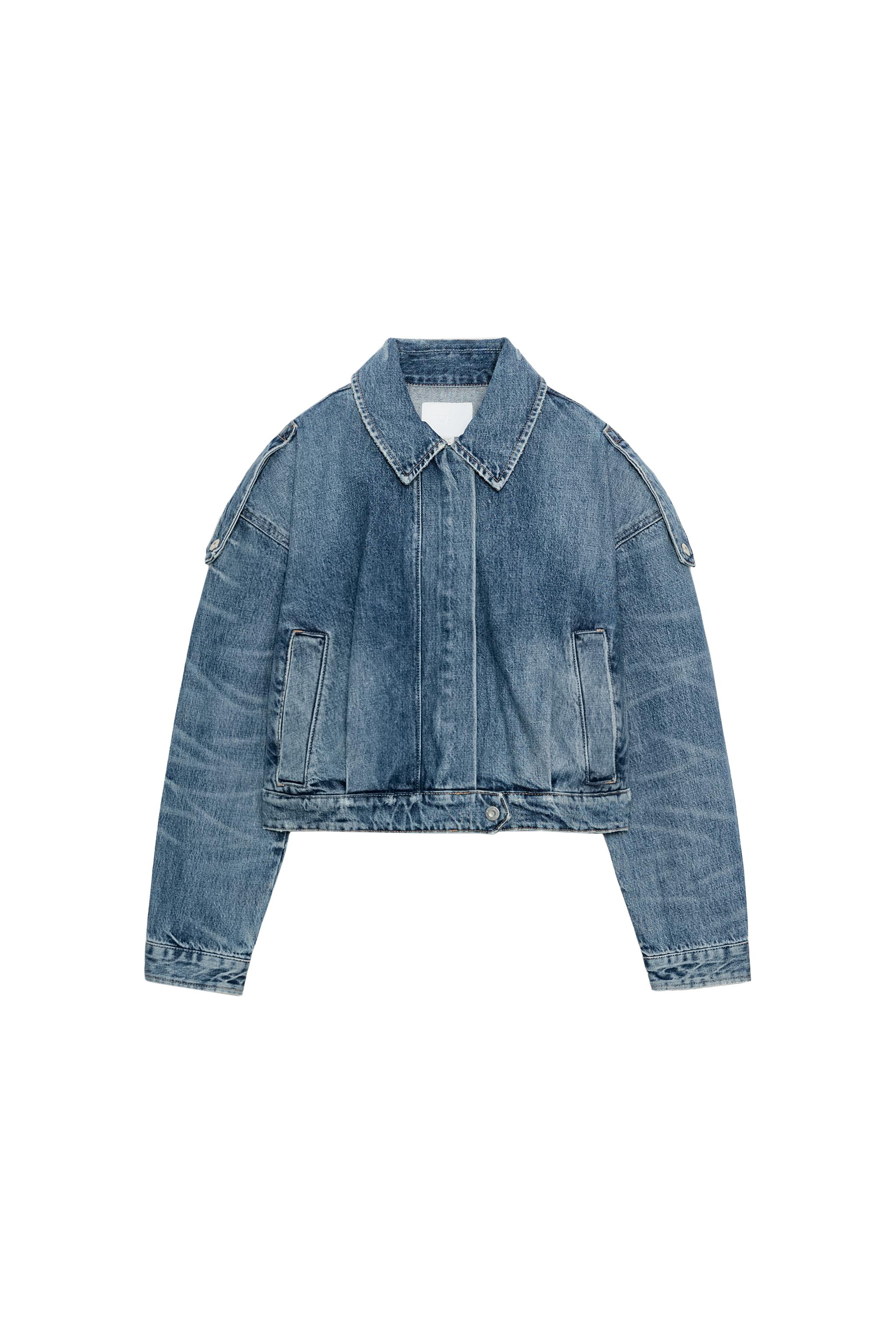 DENIM JACKET WITH SHOULDER TABS - Blue | ZARA Canada