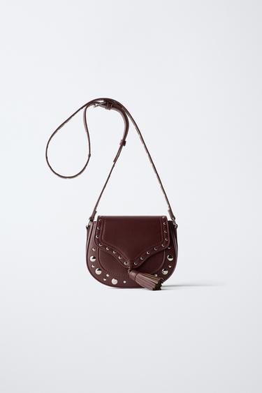 STUDDED CROSSBODY BAG - Burgundy Red by Zara