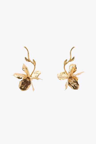 OHRRINGE BLUMEN-TEXTUR - Goldfarben von Zara