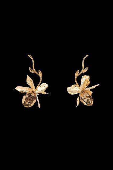 PENDIENTES FLOR TEXTURA - Dorado de Zara - Imagen 0