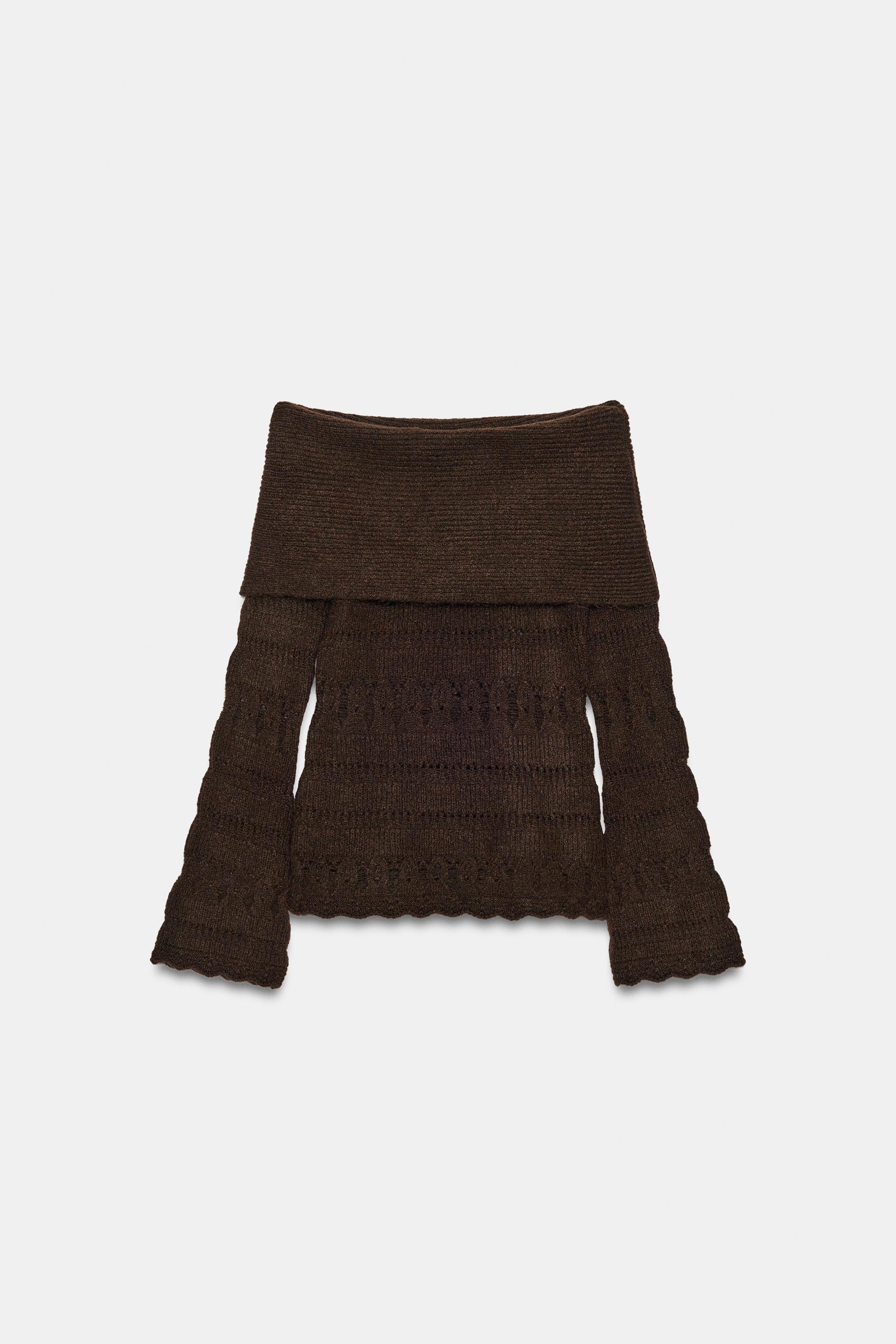 OFF-THE-SHOULDER OPENWORK JUMPER