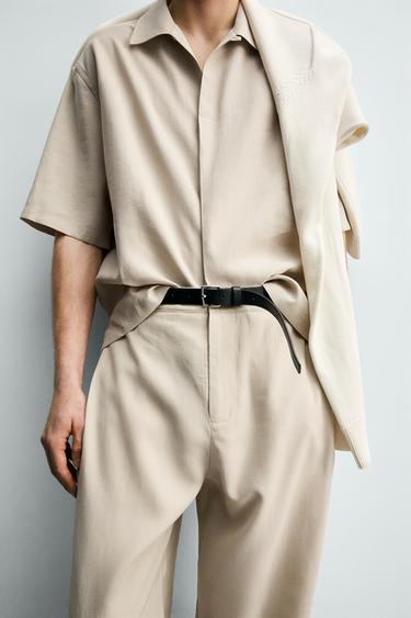 PANTALON FLUIDE À PLIS - Écru de Zara - Image 4