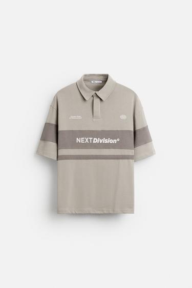 Zara COLORBLOCK WASHED POLO - Gray