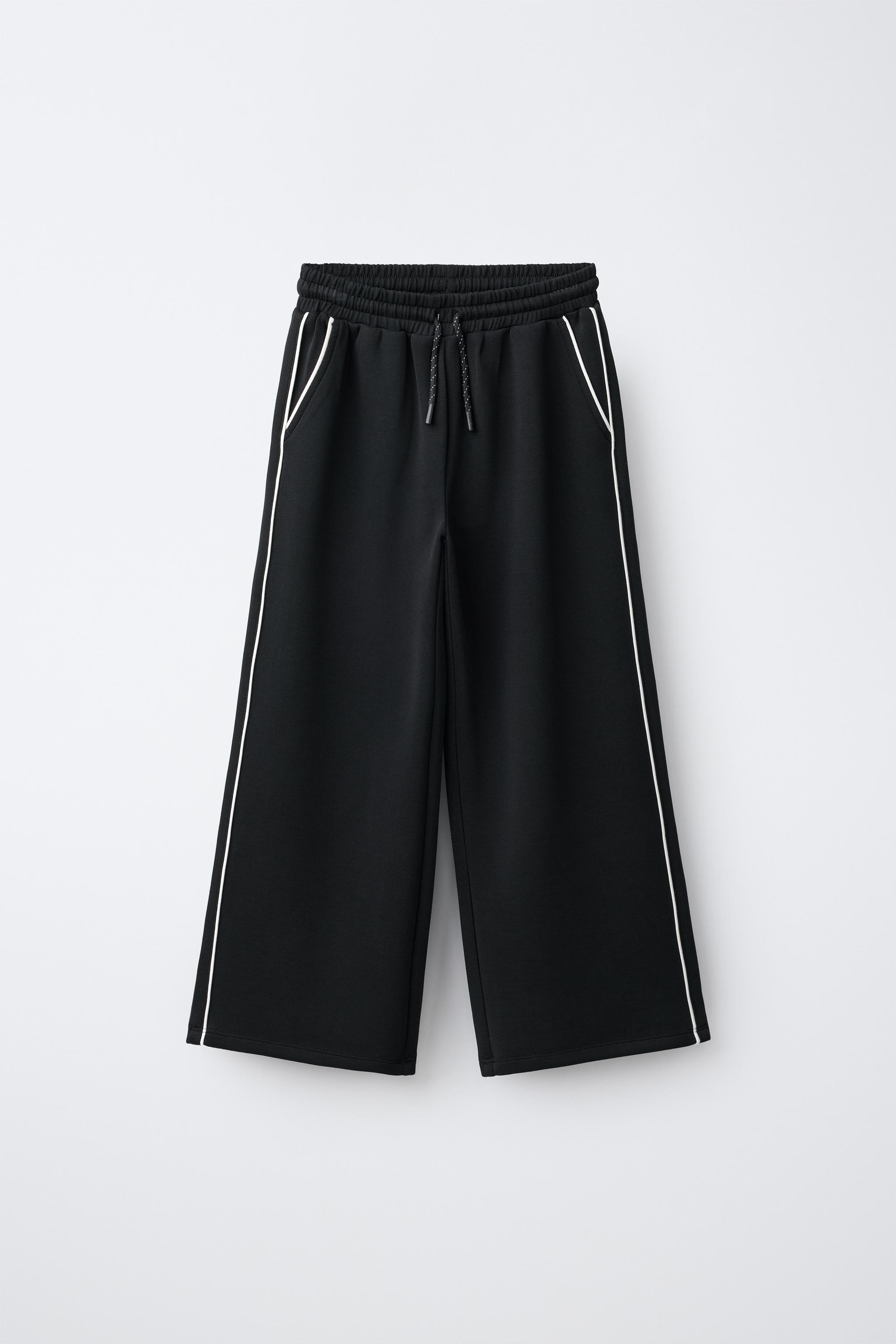 CONTRAST SPORTY WIDE-LEG PANTS