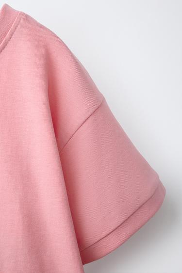 EMBROIDERED SHELL T-SHIRT - Chalk pink by Zara - Image 3