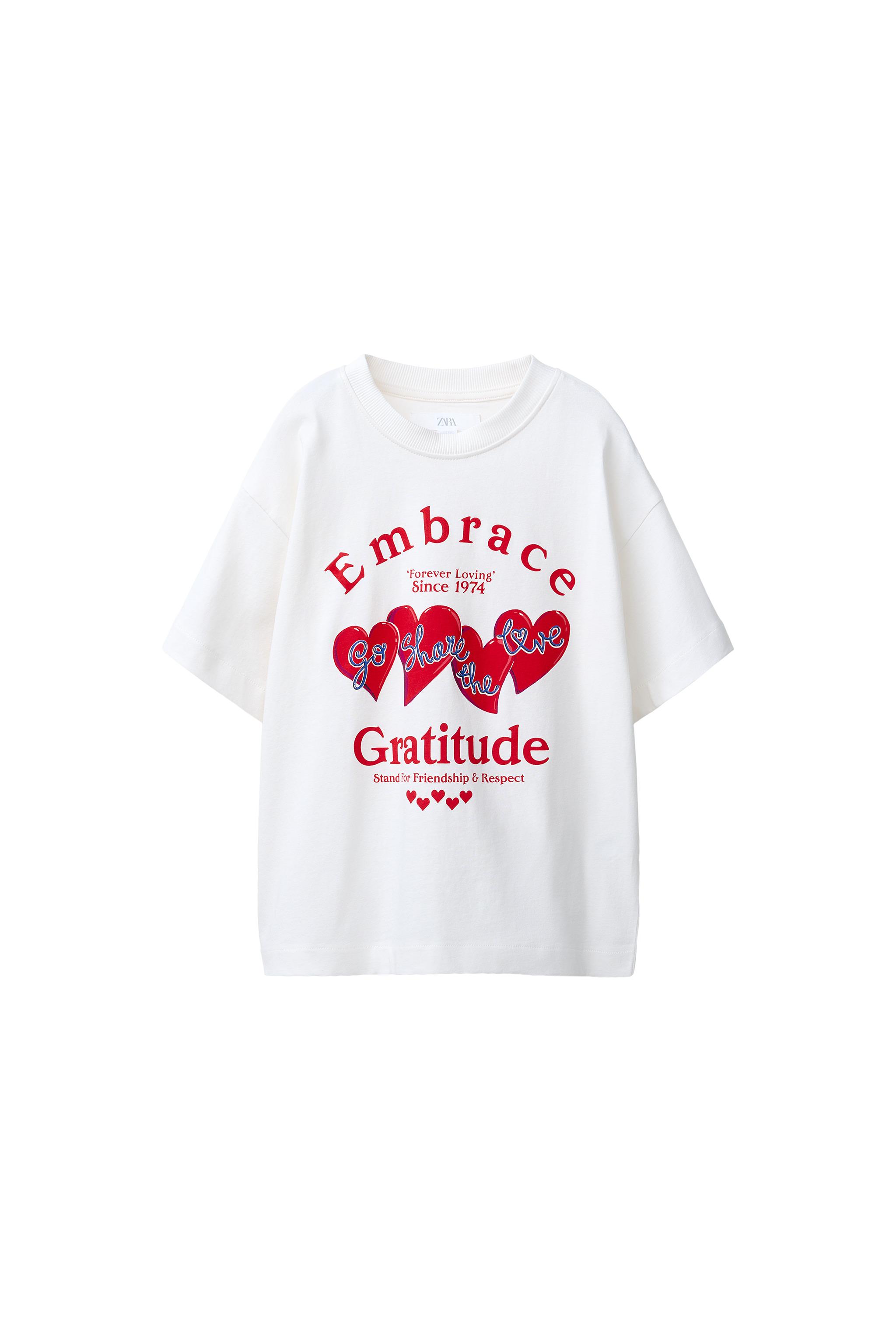 ハートプリントTシャツ - ホワイト | ZARA Japan / 日本