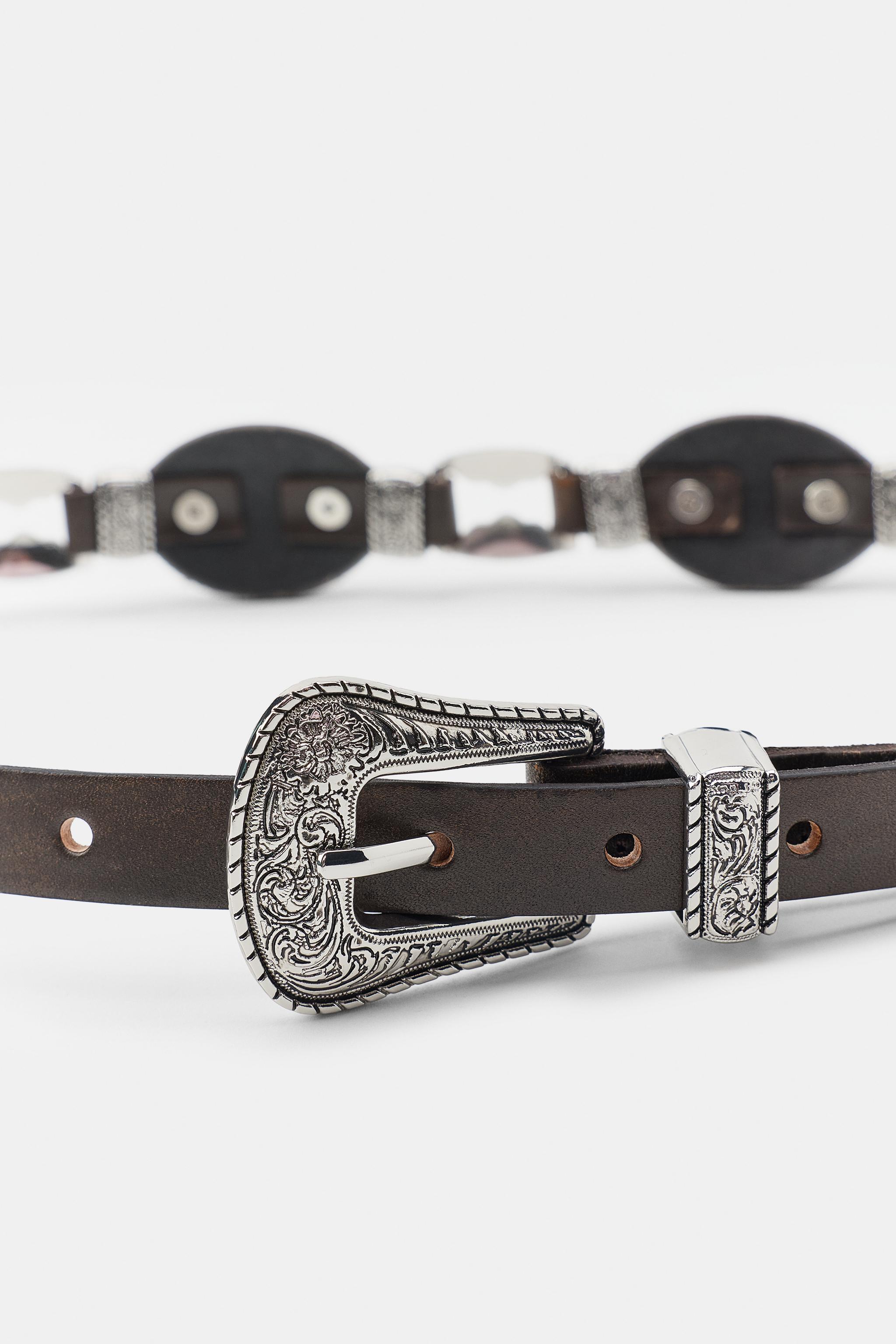 Женские ремни Zara 100% LEATHER COMBINATION PLATE BELT — фото 4