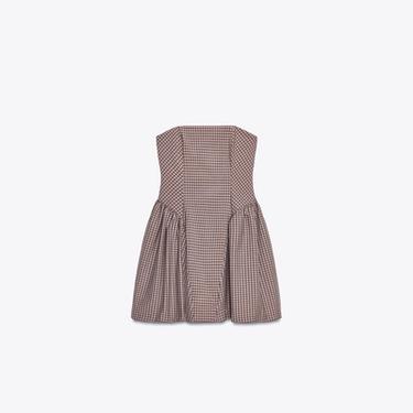 ROBE COURTE BUSTIER À CARREAUX VICHY - Rose pâle de Zara