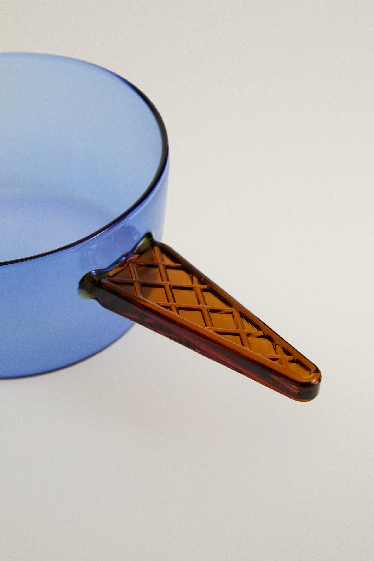 BOROSILICATE ICE CREAM BOWL WITH HANDLE — Blue