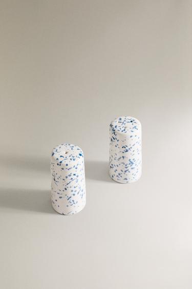 ENSEMBLE SALIÈRE ET POIVRIER GRÈS TACHETÉ - Bleu de Zara - Image 1