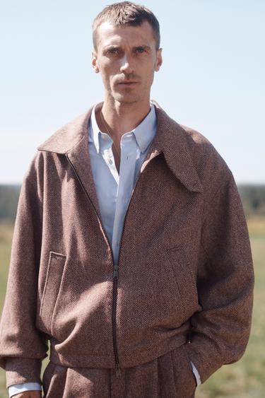 LIMITED EDITION WOOL HERRINGBONE JACKET - Burgundy by Zara - Image 1