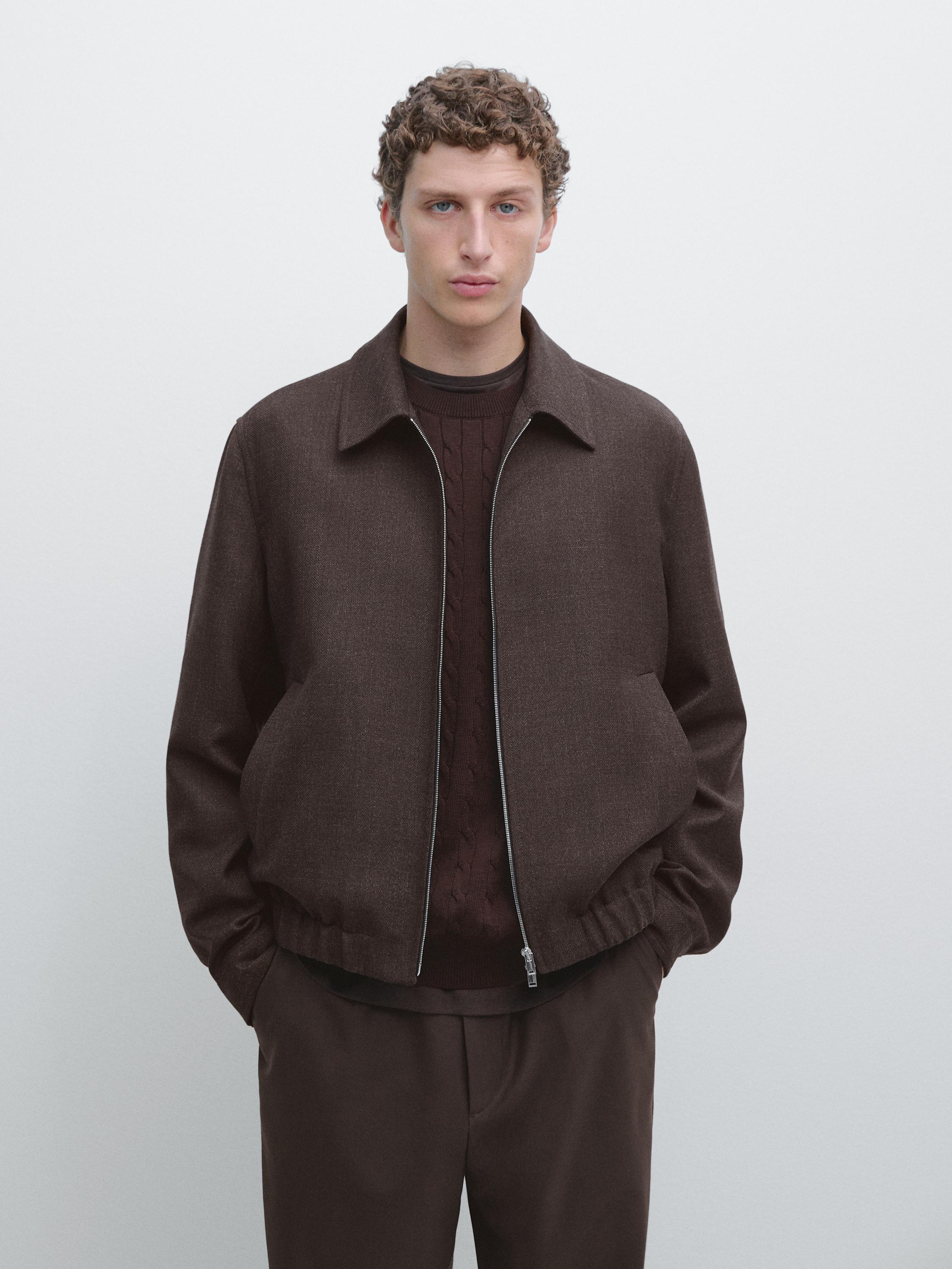 Wool bomber jacket with zip