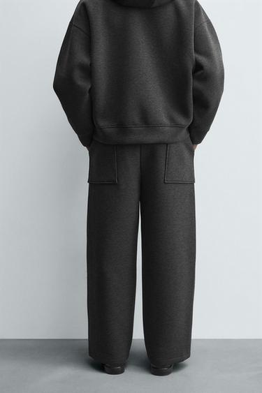 PANTALON EFFET NÉOPRÈNE COUPE LARGE - Gris foncé de Zara - Image 2