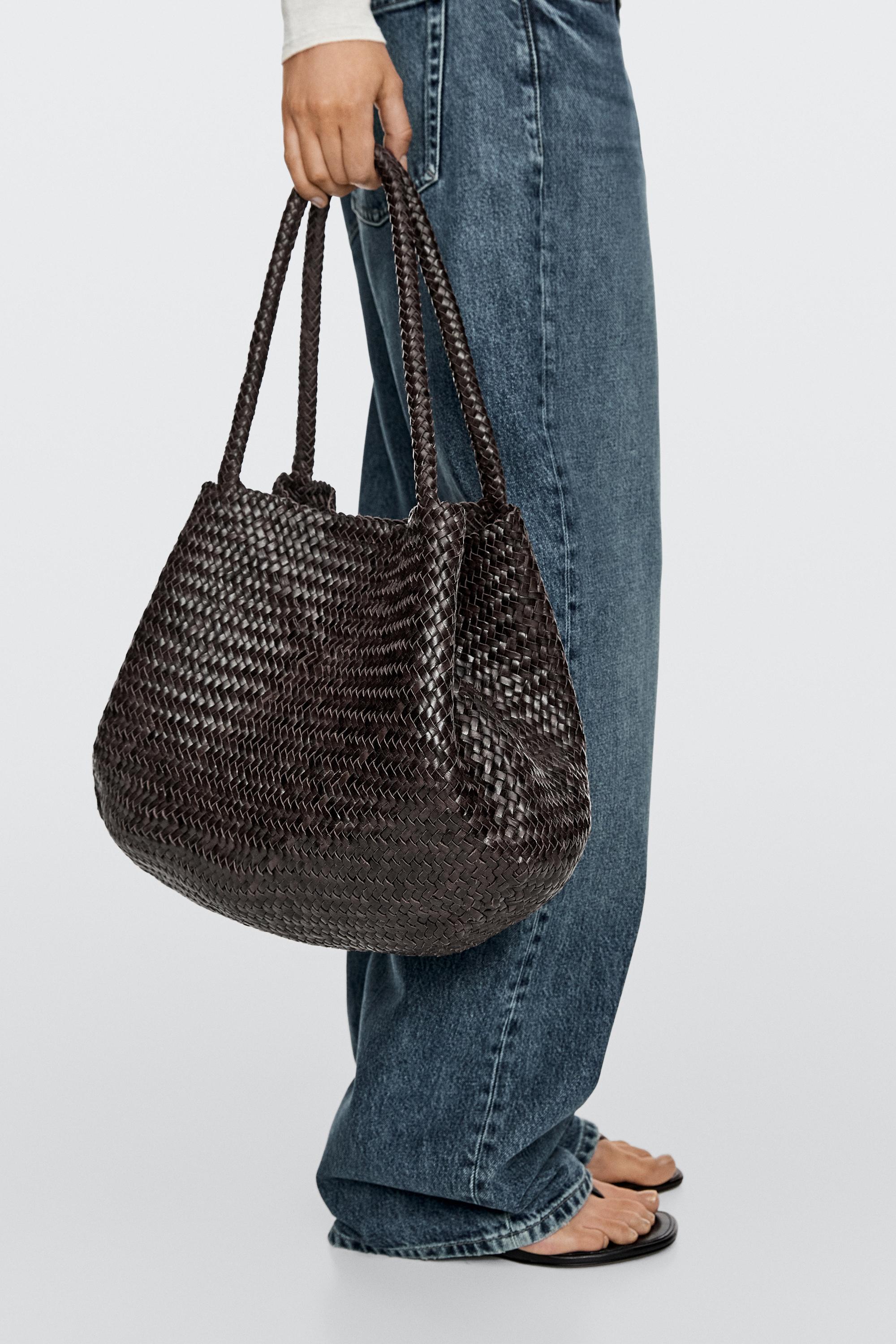 Braided nappa leather tote bag