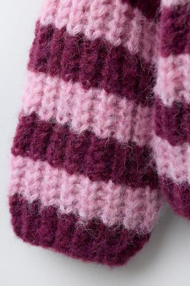 GILET EN GROSSE MAILLE RAYÉ - Rose de Zara - Image 3