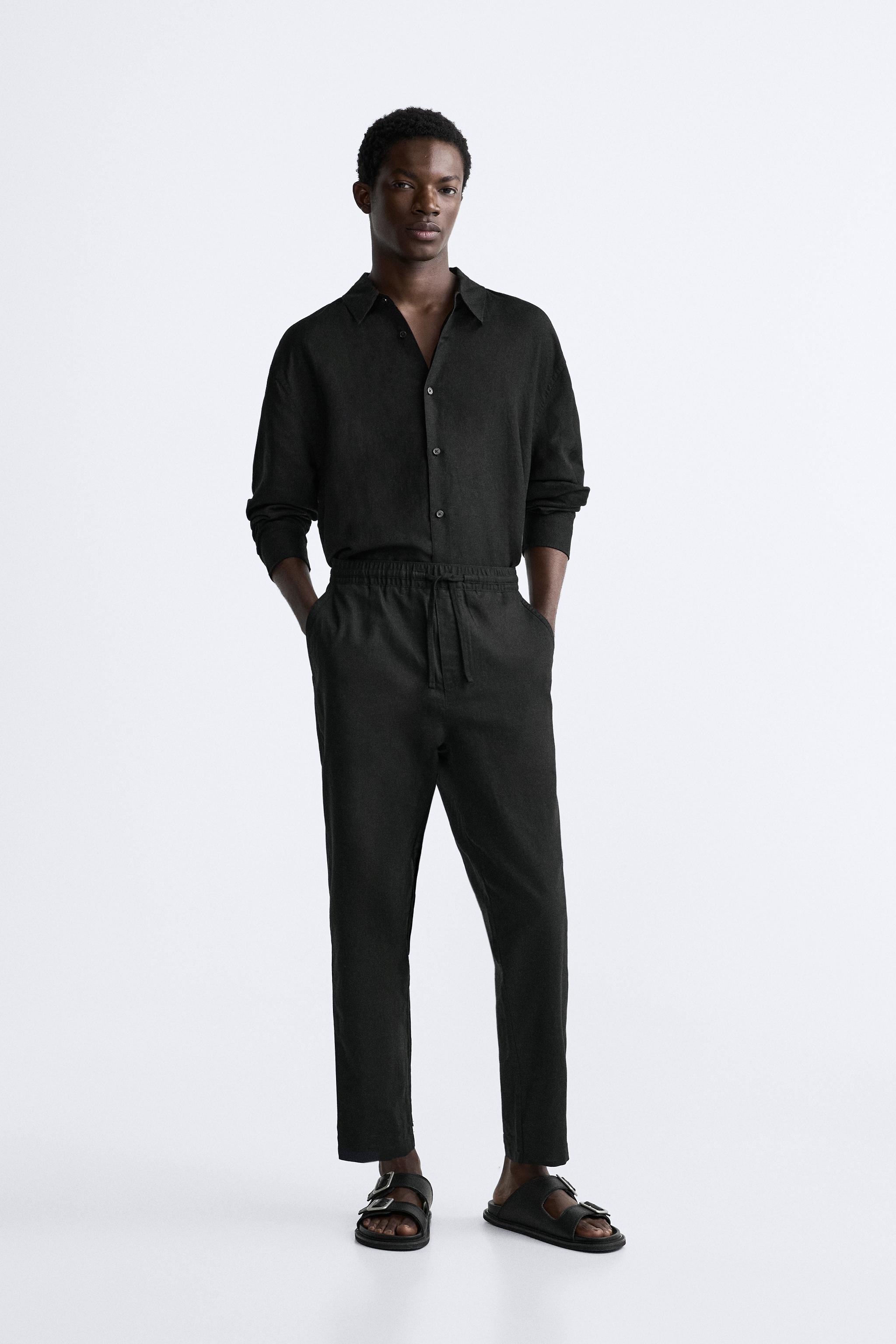 COTTON LINEN TROUSERS Oyster white ZARA Australia