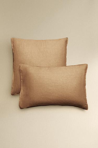 Zara WASHED LINEN PILLOWCASE (140 GXM²) - taupe brown