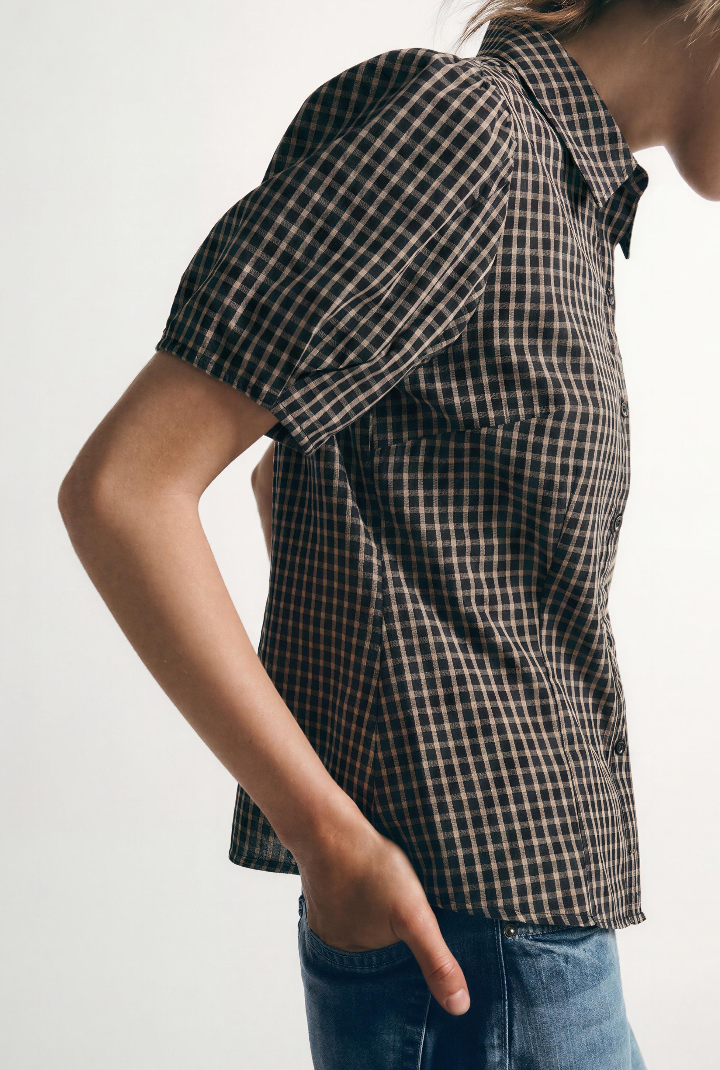 SHORT SLEEVE CHECK SHIRT - Brown / Green | ZARA South Africa