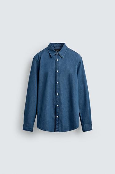 RELAXED FIT DENIM SHIRT - Mid-blue by Zara