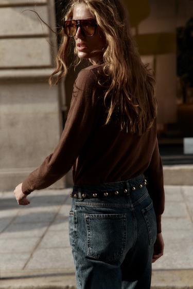 PULL POLO AVEC LAINE ET POCHE - chocolat de Zara - Image 5