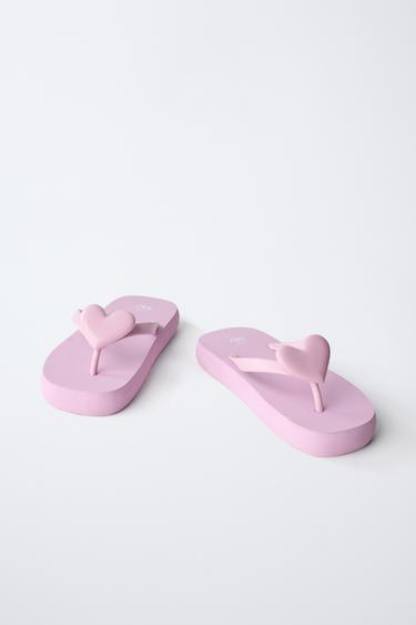 HEART DETAIL FLIP FLOPS - Pink by Zara - Image 2