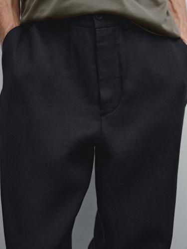 Zara 100% linen trousers - Deep blue