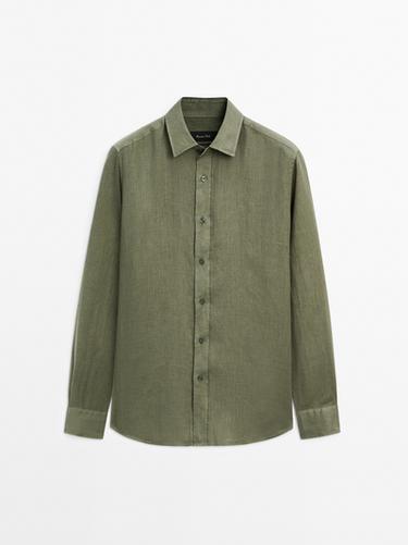 Chemise regular fit 100 % lin - vert pistache de Zara