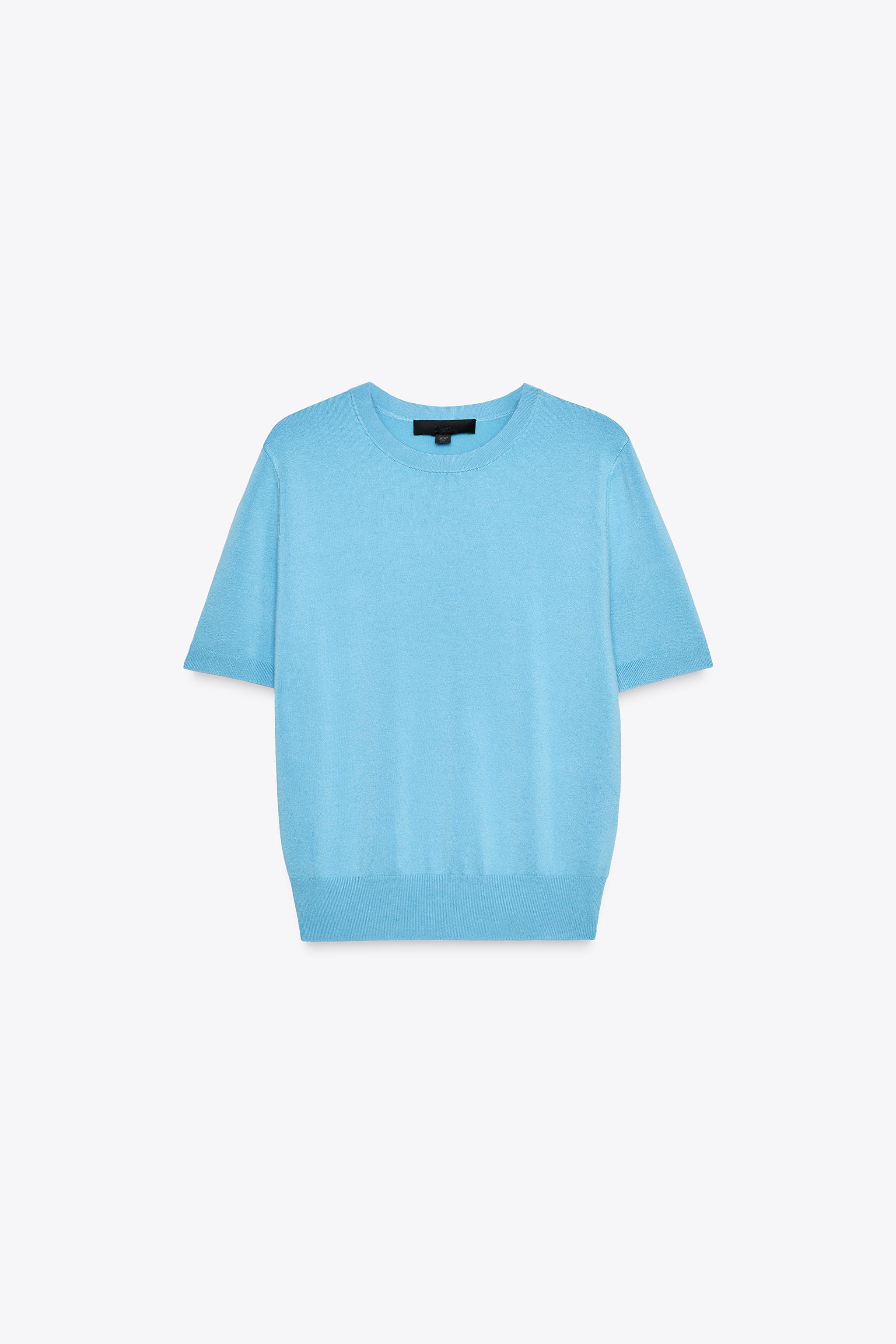 【ZARA】ベーシックニット ショートスリーブトップス ベーシック プレーンニット ショートスリーブトップス - レッド
