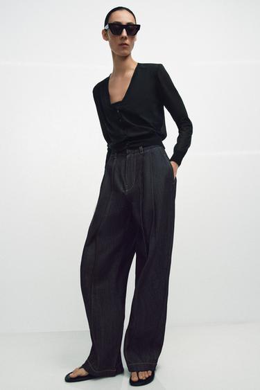 SEMI-SHEER KNIT CARDIGAN - Black by Zara