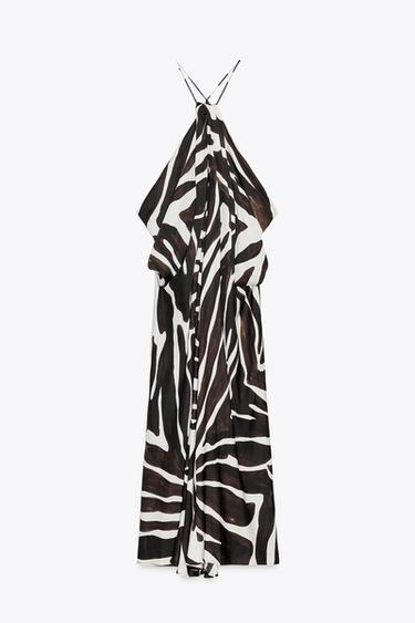 ROBE HALTER À IMPRIMÉ ANIMAL ZW COLLECTION - Écru / Noir de Zara - Image 2