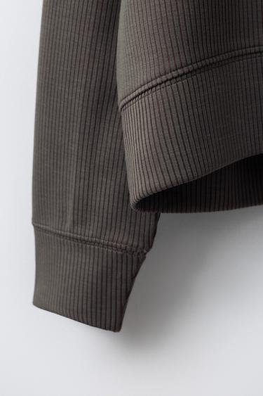 RIBBED BOMBER JACKET WITH MODAL - Chocolate by Zara - Image 3
