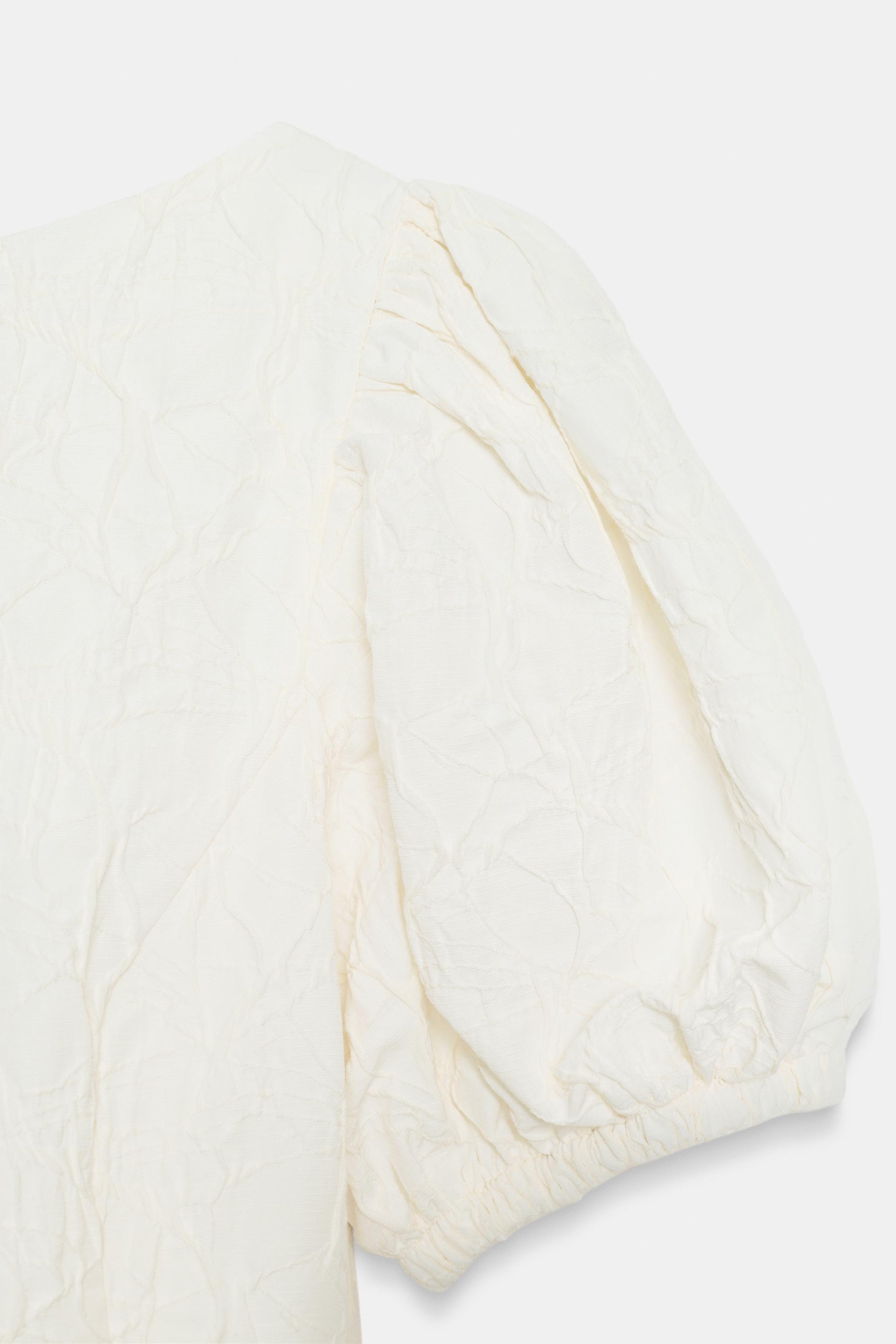 JACQUARD BALLOON MINI DRESS - Ecru | ZARA United States JACQUARD BALLOON MINI DRESS - Ecru | ZARA United States