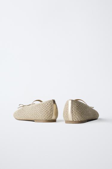 CROCHET BALLET FLATS - Gold by Zara - Image 4